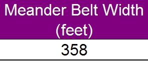 meander belt width at 358 feet